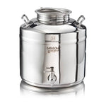 Sansone stainless steel 15L olive oil container. Perfect for storing bulk olive oil. Comes with a separate tap.