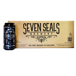 SEVEN SEALS The Black Horseman 'FAMINE' is a handcrafted traditional OATMEAL STOUT. A full-bodied, malty and mysterious black beer full of surprises with chocolate and coffee aromas, vanilla and cocoa notes and a rich, sweet, alcoholic aftertaste. 440ml can. Case 24.