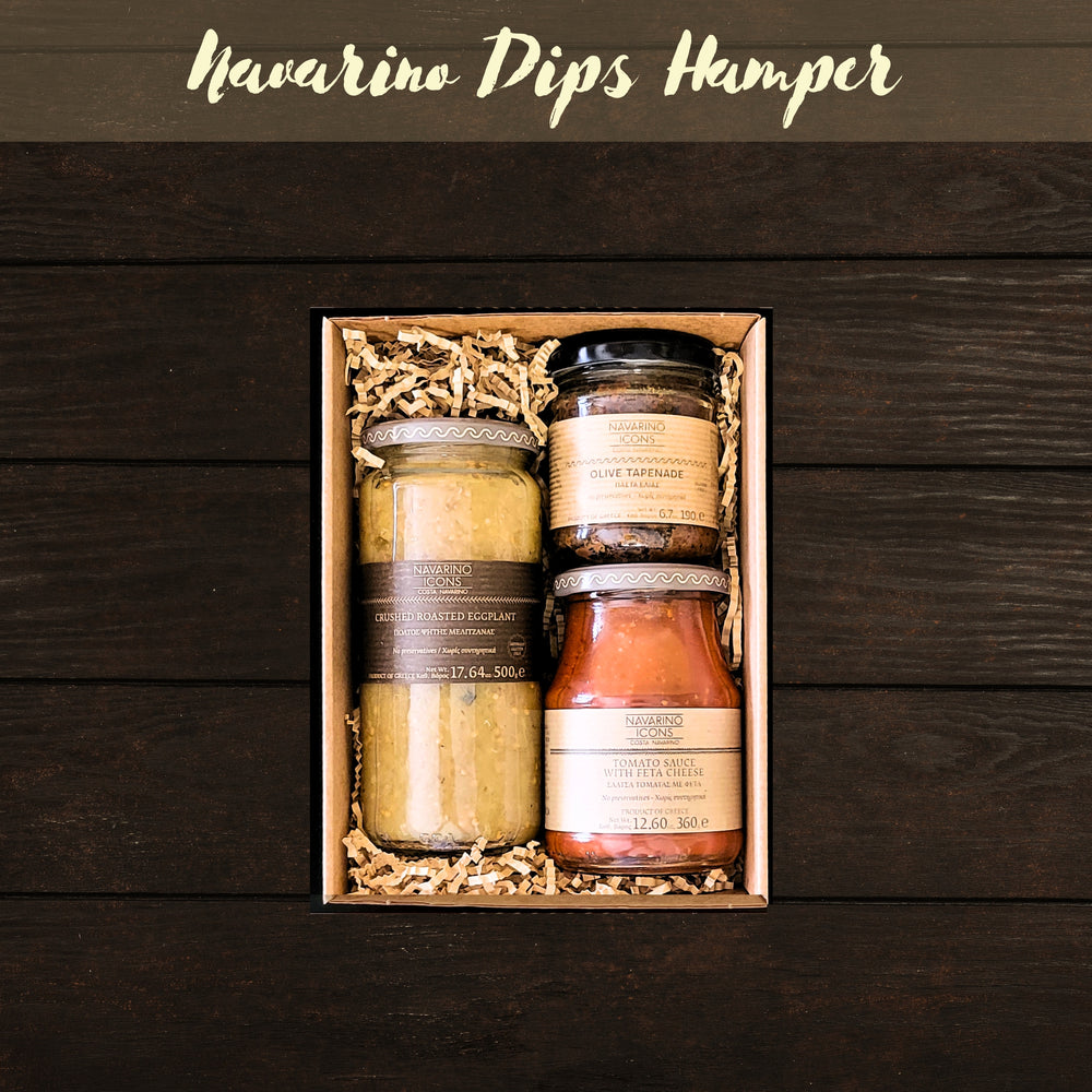 Our Navarino Icons Mini Hamper features three favourite 'icons dips' from the renowned brand affiliated with the Costa Navarino Resort Destination in the Peloponnese, Southern Greece.