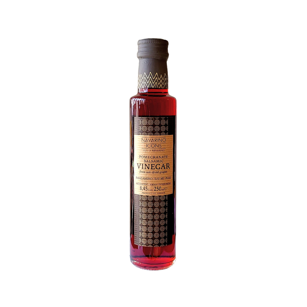 Navarino Icons Pomegranate Balsamic Vinegar made with pomegranate and sun-dried grapes.