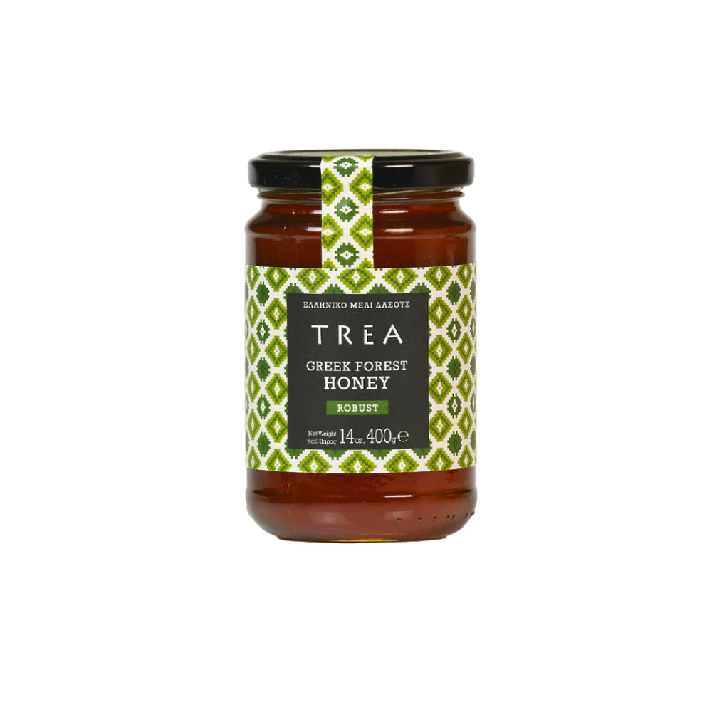TREA Greek Forest Honey features woody undertones, a rich scent and robust flavour.