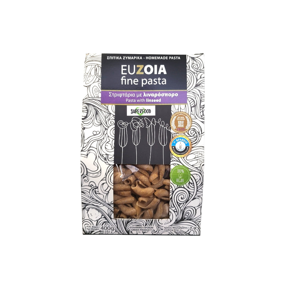 Euzoia Linseed Pasta Curls made with linseed, a superfood high in essential nutrients recognised for its many health benefits.