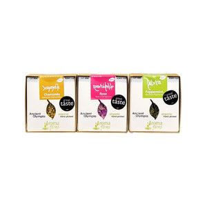 
                  
                    The Aroma Farms Tea Gift Set features loose, fresh, pure Greek Chamomile, Rose Petals and Peppermint. 
                  
                