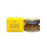 Messino lemon pearls are a gourmet molecular gastronomy delight featuring pure lemon juice within a gelatine ball.