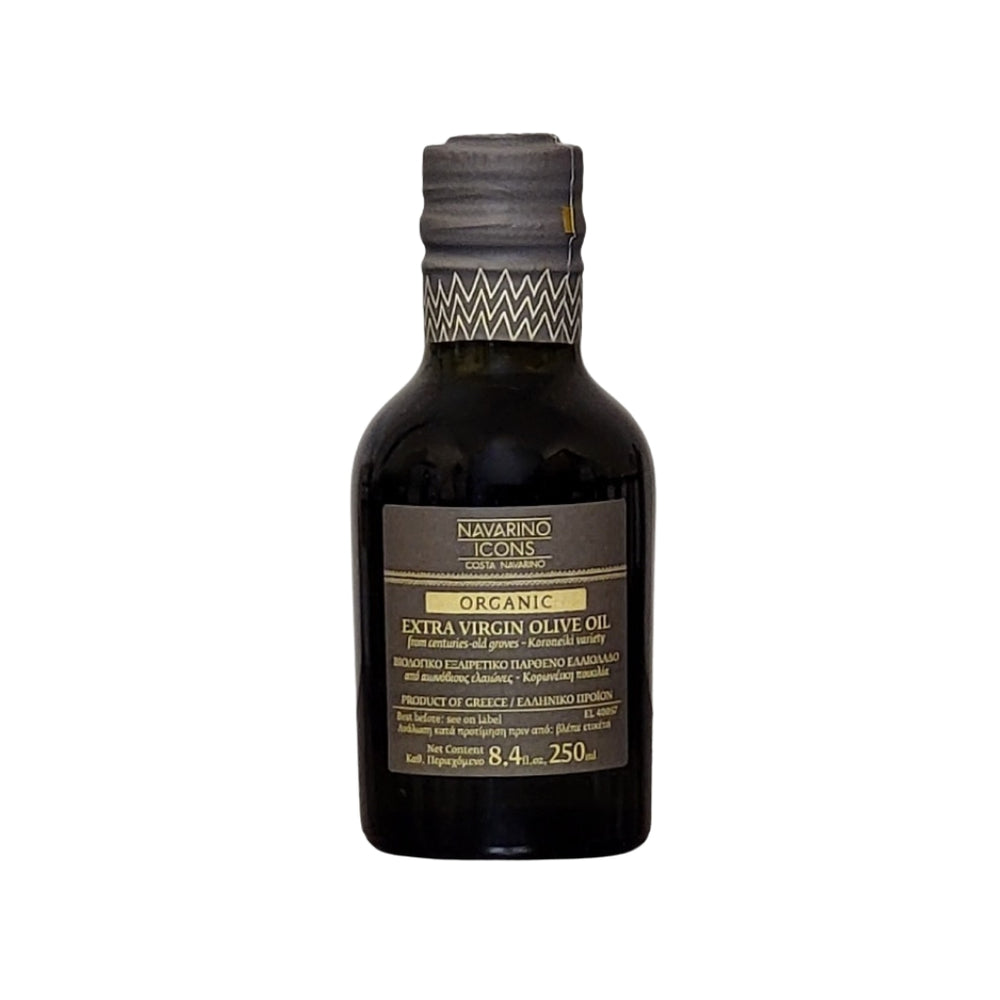 Navarino Icons Organic Extra Virgin Olive Oil is made from centuries-old olive groves. This exquisite olive oil comes from Messinia, South-West Peloponnese, Greece.