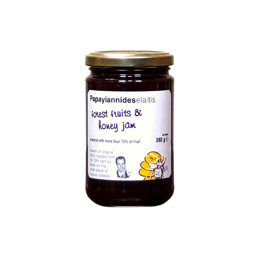 Papayiannides Forest Fruit and Honey Jam featuring Greek berries and honey.
