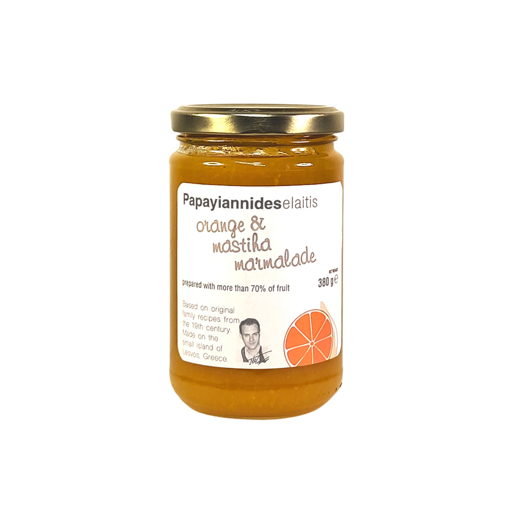 Papayiannides Orange and Mastiha Marmalade. A taste sensation featuring the unique mastic resin.